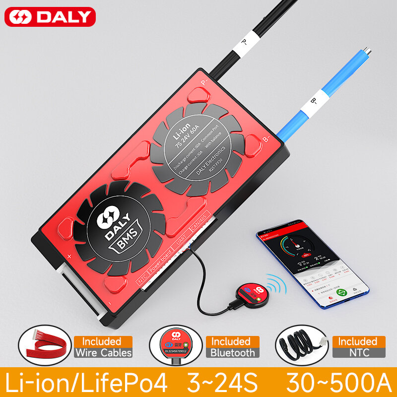Daly-Smart BMS 4S Lifepo4 8S 16S 30A 40A 120A 200A 300A 400A 500A, Bluetooth, pour Onduleur, Montres Solaires