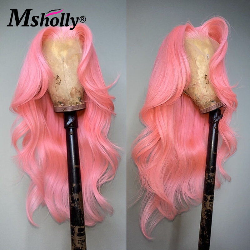 Parrucche rosa dell'onda del corpo capelli umani Glueless parrucca frontale del merletto dei capelli umani per le donne parrucche brasiliane dei capelli umani parrucche prepizzicate