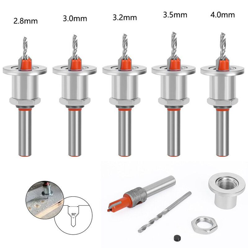 8mm Shank HSS Countersink Drill Bits Woodworking Router Bit Set Milling Cutter Screw Extractor Demolition Wood Drilling Tools