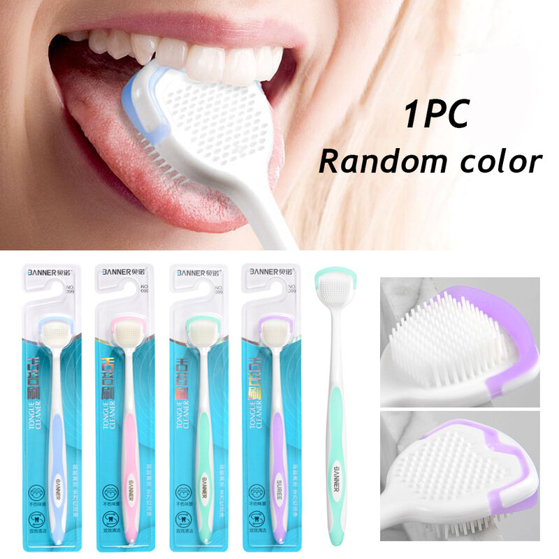 Soft Silicone Tongue Cleaner For Adult Double-sided Tongue Cleaning Tool Reusable Tongue Scraper Brush Oral Hygiene Care Tool