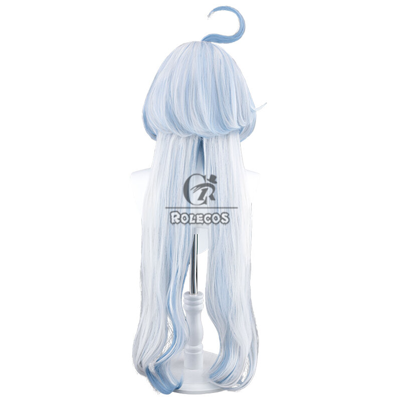 ROLECOS Genshin Impact Furina de Fontaine Focalors Cosplay Wigs 75cm Long Grey Mixed Blue Wig Heat Resistant Synthetic Hair