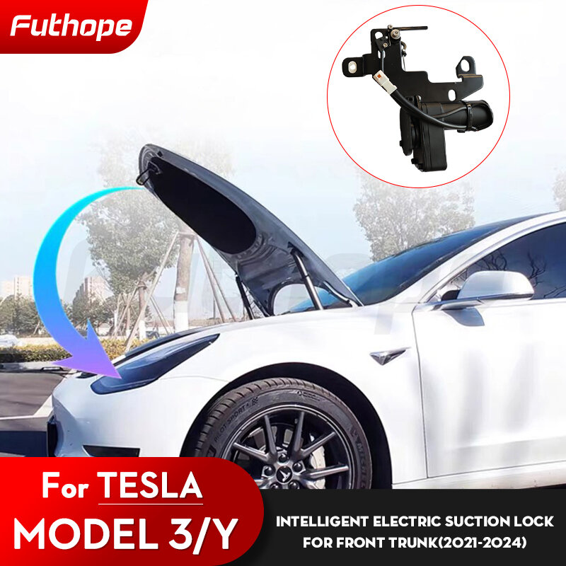 Futhope, передняя запасная коробка, электрический замок, мягкое закрытие для Tesla Model 3 Y X S 2021-2024, адсорбция Highland, простая установка