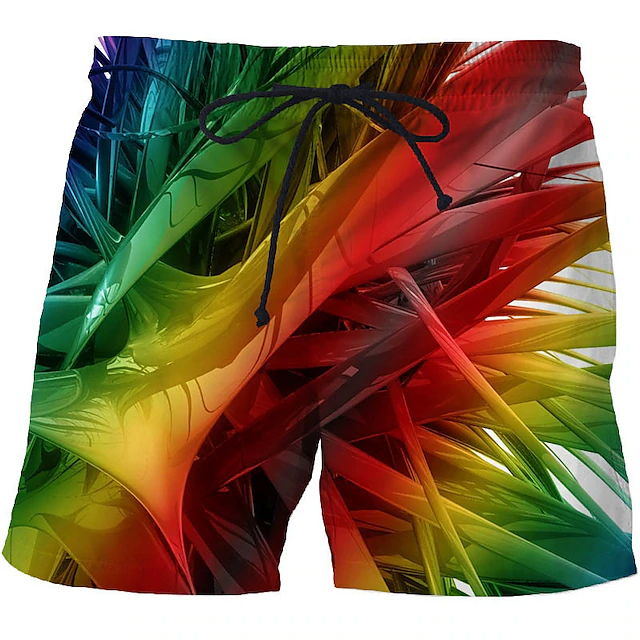 Pantalones cortos de baño con estampado 3D abstracto para hombre, bañadores de secado rápido con cordón, informales, hawaianos, para vacaciones, novedad