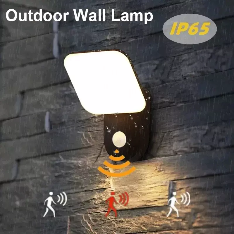 Lámparas LED de pared con Sensor de movimiento para exteriores, luz de aluminio impermeable IP65 de 12W para jardín, porche, pasillo, entrada, candelabro de decoración