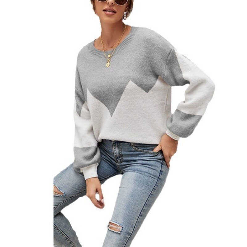 Casual Loose Knit Sweaters Pullover Autumn/Winter Women's Sweaters 2023 New O-neck Full Lantern Sleeve Colored Skinny Pullovers