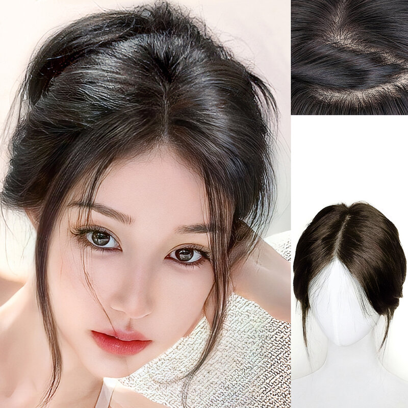 Rambut Topper untuk wanita, 100% Remy manusia Hair Clip-In Topper rambut Pieces sutra Base klip dalam Toppers Hairpieces untuk wanita