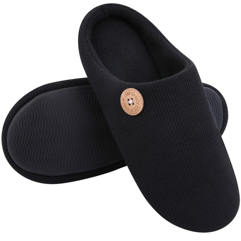 Shevalue sandal selop lembut untuk pria wanita, sandal selop katun lembut dalam ruangan, sepatu musim dingin hangat antiselip ukuran besar, sandal senyap bulu