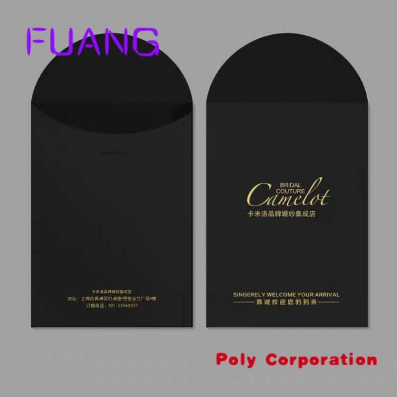 Enveloppes en papier recyclées personnalisées imprimées UV, cadeau de luxe, emballage d'argent noir