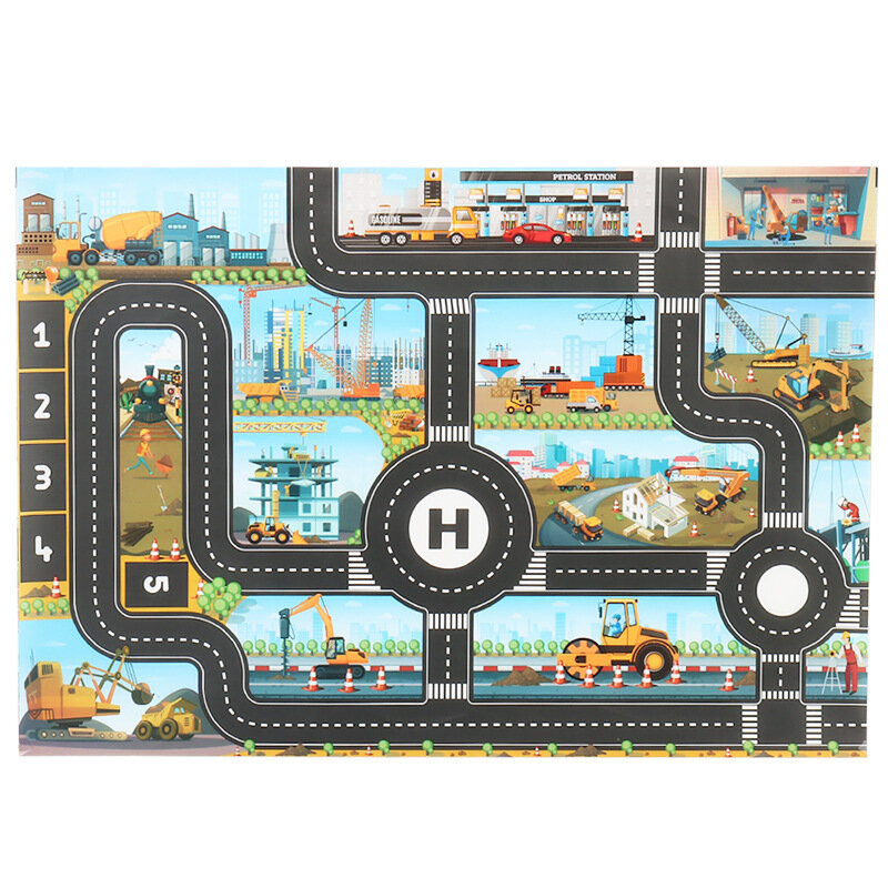 Children's Toy Game Pad 83*57 City Construction Site Engineering Traffic Parking Scene Map p237