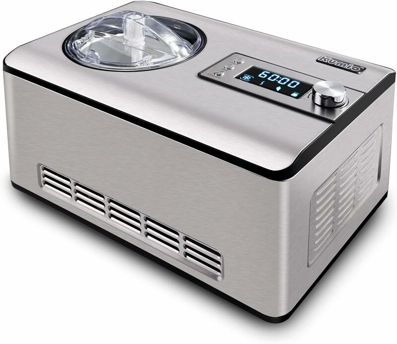 2.2-Quart Ice Cream Maker with Compressor, No Pre-Freezing, Stainless Steel Ice Cream Maker Machine with LCD Display