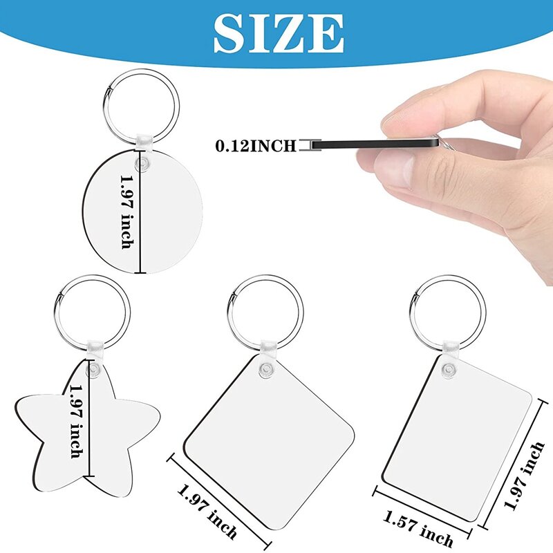 40 Pieces Sublimation Blank Keychains Key Chain Rings For DIY Thermal Transfer Keychains Single Side Printing