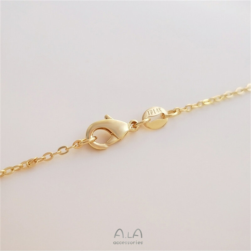 14K Gold-filled with Plastic Beads Adjustable Y-shaped Half-hole Pearl Empty Rest Pendant Clavicle Chain DIY Simple Necklace B75