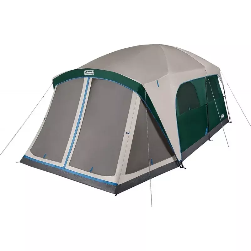 Coleman Skylodge 12-Person Camping Tent with Screened Porch, Weatherproof Family Tent Includes Color-Coded Poles, Screened-in Po