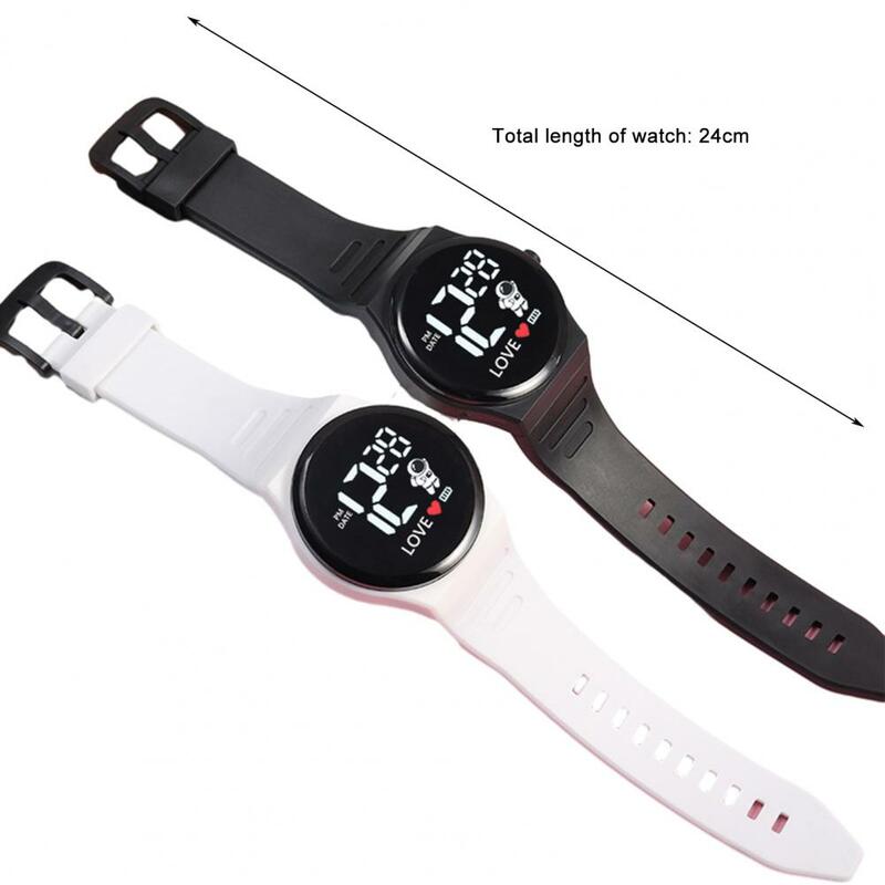 Relógio eletrônico LED masculino e feminino, pulseira de silicone redonda, relógio esportivo digital casual, presente de aniversário para meninos e meninas