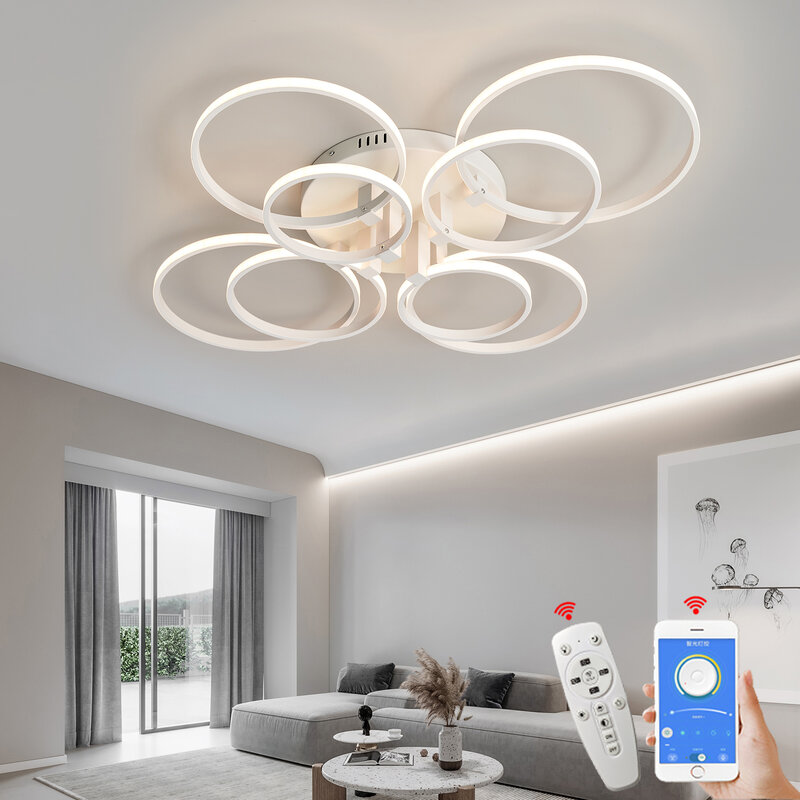 Smart Home Alexa LED teto candelabro, lâmpadas modernas, sala de estar, quarto, frete grátis, AC85-265V