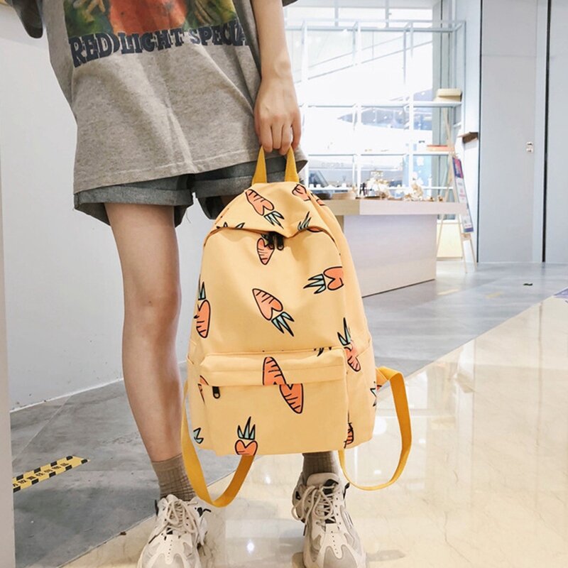 Cute Backpack Fashion Nylon Fruit Print Backpack Women's Large Capacity School Backpack