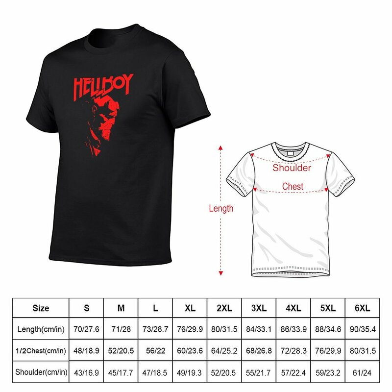 Hellboy masculino perfil camiseta, roupa estética, roupas de verão, novo