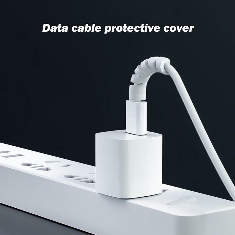Data Cable Protector 6 Pieces Cable Wrap Flexible Spiral Charger Cable Saver Protective Charger Cable Saver Cartoon Spiral Cord