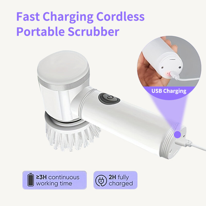 Electric Spin Scrubber Electric Cleaning Brush Cordless Power Scrubber with Replaceable Brush Heads Handheld Power Scrubber