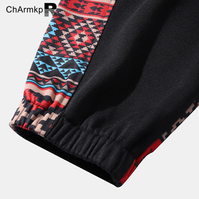 ChArmkpR-Pantalones largos con patrón geométrico para hombre, ropa de calle con cordón, S-2XL, verano, 2024