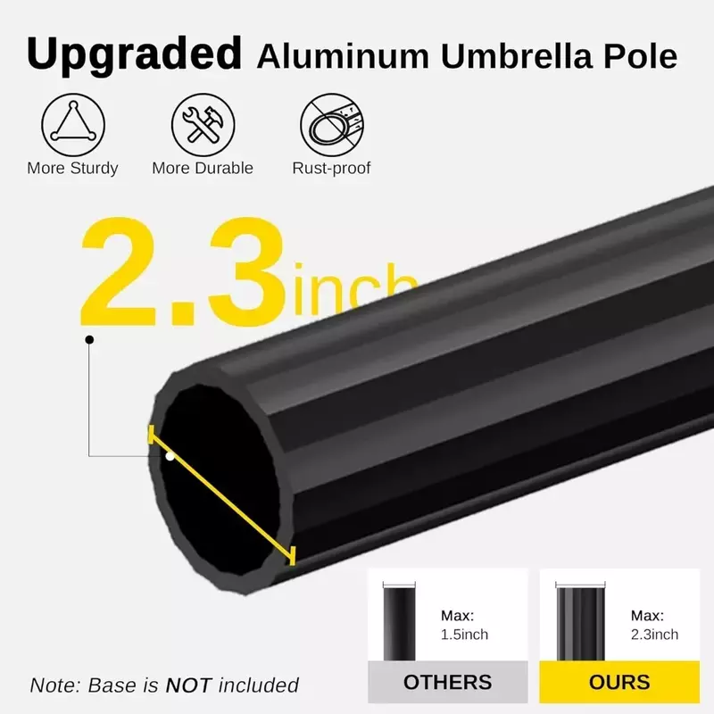 Lumières solaires à 40 LED avec manivelle, perche en aluminium, Udissolve 50 +, parapluies décolorés, parapluie extérieur, 10 fédérations