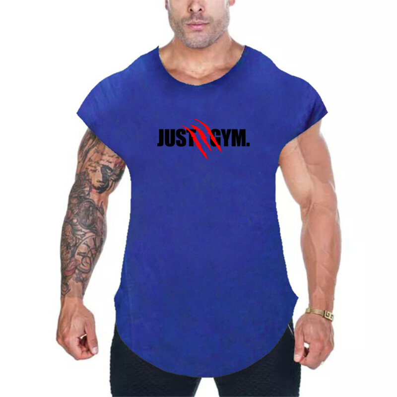 Pakaian Gym mode olahraga rompi jaring binaraga atasan katun pria kaus otot tanpa lengan singlet olahraga tanpa lengan