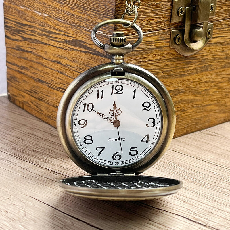 Extensión de la película King's Cross London 9 3/4 plataforma reloj de bolsillo de cuarzo bronce cazador completo COLLAR COLGANTE reloj regalo