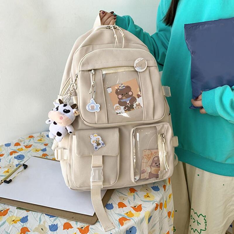 Рюкзак для девочек-подростков с регулируемыми лямками, вместительный Гладкий школьный ранец на молнии для учащихся старших классов