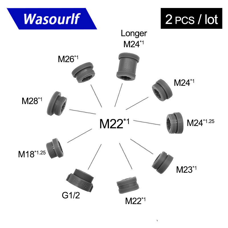 WASOURLF Adaptor M18 M20 M24 G1/2 Perempuan Transfer M22 Laki-laki Benang Kuningan Konektor Kamar Mandi Dapur Keran Cerat Aksesori