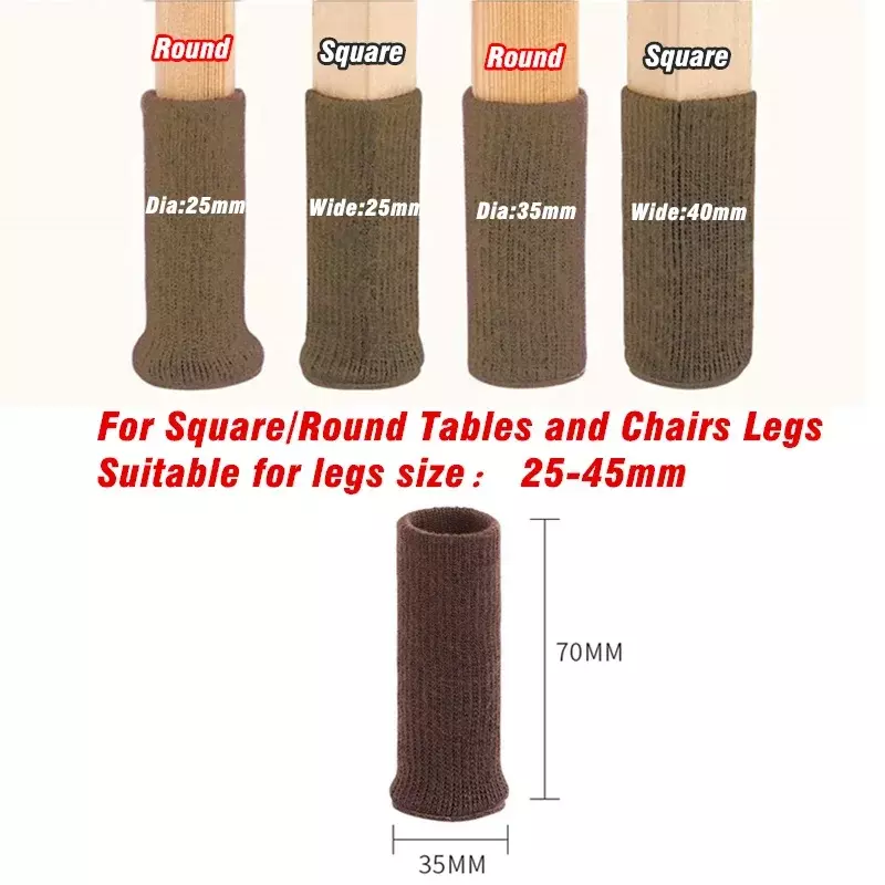 Calcetín Protector de suelo para patas de silla, accesorio mejorado con tira antideslizante y fieltro para mesa redonda y cuadrada de 25-45mm, 16 piezas