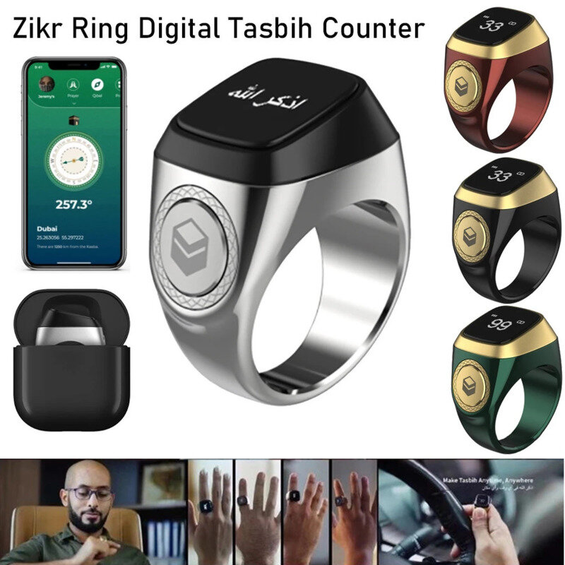Contador de cuentas inteligente para musulmanes, anillo Zikr, contador de Tasbih Digital, 5 recordatorio de tiempo de oración, contadores de Tasbeeh, regalo Eid islámico musulmán