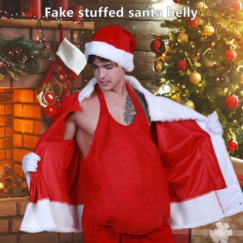 Papai Noel barriga falsa barriga acolchoada, traje de Natal, Stuffer vermelho