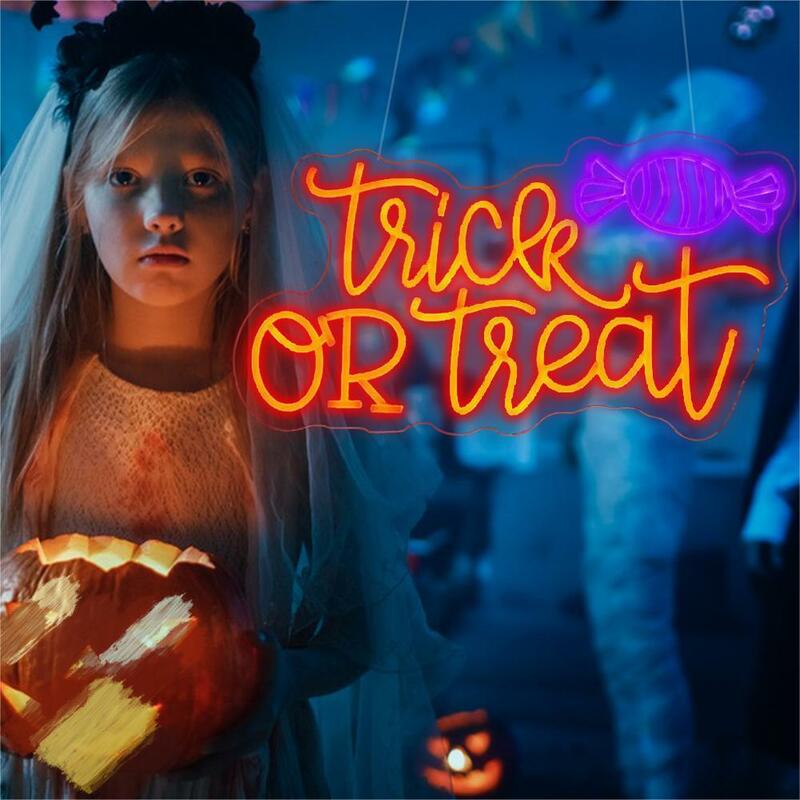trick or treat Halloween Neon Signs for Halloween Wall Decor Bedroom Party Club Pub Bar Shop Gifts Kids Room Halloween Neon Sign