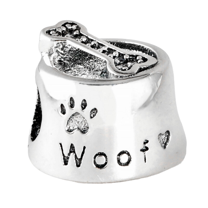 Woof-cuenco de perro y gato Original, pata de oso Meow, I Love My Dog, abalorio de joyería DIY, compatible con pulsera Popular de cuentas de plata de ley 925