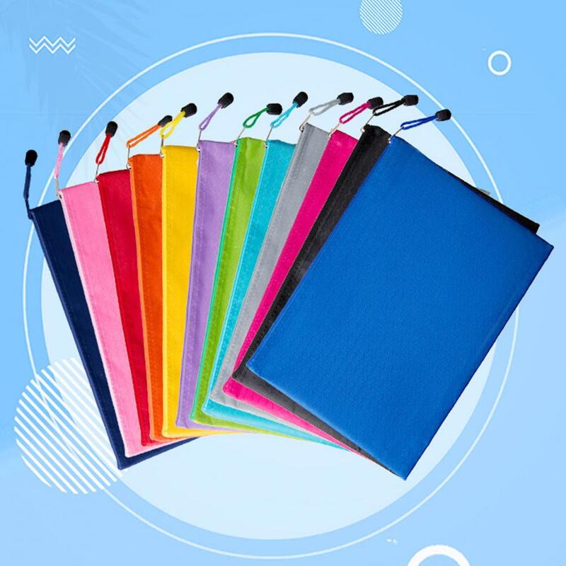 Contenedor de archivos de tela Oxford impermeable, bolsa de archivos con diseño de cordón con cremallera para almacenamiento de documentos de capacidad en suministros de oficina