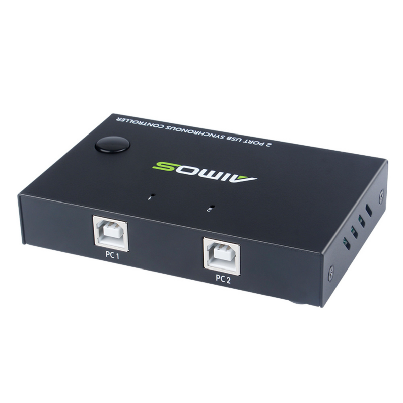 Caja divisora de conmutador KVM, 2 puertos USB 2,0, para compartir impresora, teclado, ratón, pantalla de vídeo