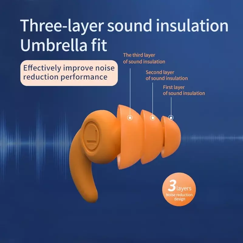 Sleep Ear plugs Silicone Sound Isolation Noise Reduction Earplugs Noise Protection Silent Reduction Swim Waterproof Earplugs