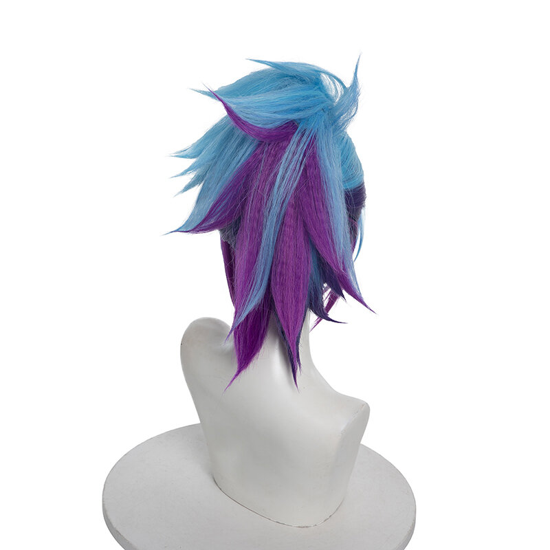 L-e-mail peruca de cabelo sintético akali cosplay peruca lol estrela guardian feminino cor misturada rabo de cavalo resistente ao calor perucas