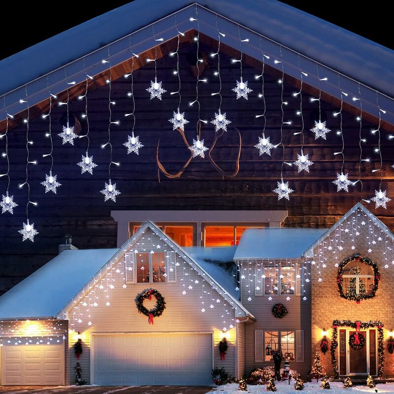 Guirnalda de luces LED de carámbano para decoración navideña, cortina impermeable para exteriores, guirnalda de hadas, 2023