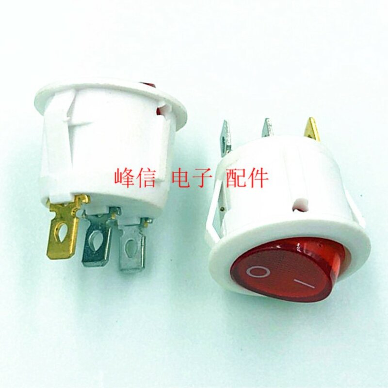 2Pcs Red With Light 10A Round Boat Switch Power Button Rocker Switch Small Button 2 Gear 3 Feet