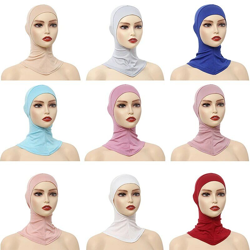Hijab extensible réglable pour femmes musulmanes, sous-écharpe monochromatique, couverture complète du cou, casquette châle, nouveau document