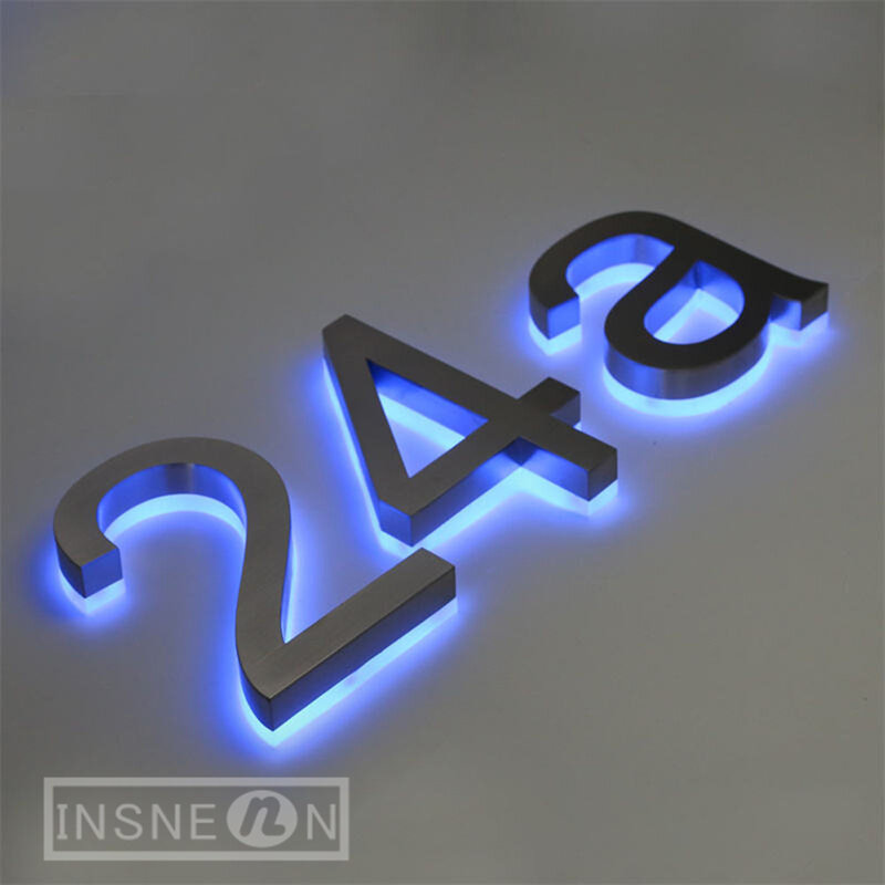 Customized Stainless Steel Backlit House Numbers Waterproof Outdoor Door Marker for the Wall Letter Sign