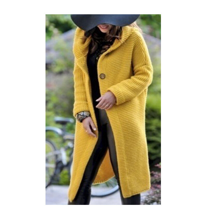 VOLALO-suéter de malha com mangas de taco para mulheres, casaco longo para senhoras, casaco solto, outono e inverno