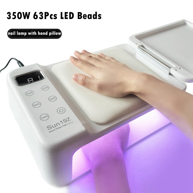 Lampe sèche-ongles UV LED, 350W, avec oreiller, repose-bras, accessoire de manucure