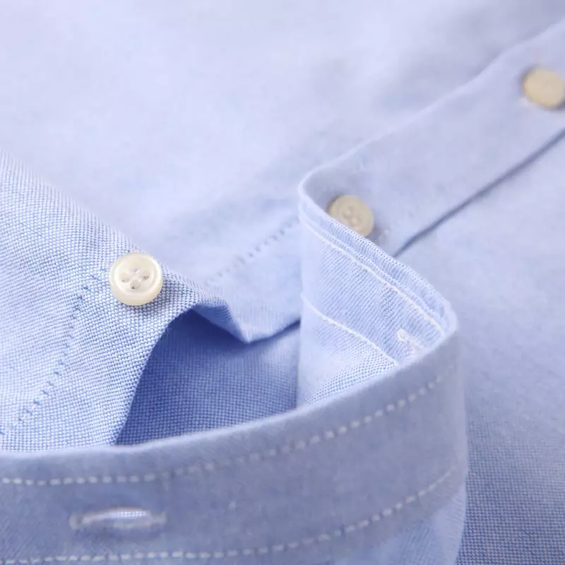Men's Oxford Short Sleeve Square Collar Soild Plaid Striped Summer Casual Shirts Single Pocket Comfortable Cotton Shirt