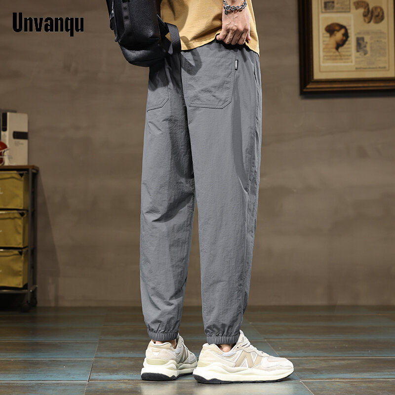Unvanqu-pantalones bombachos ajustados para hombre, pantalón informal, a la moda, para deportes al aire libre, Jogging, Harajuku, Street Youth, verano 2024