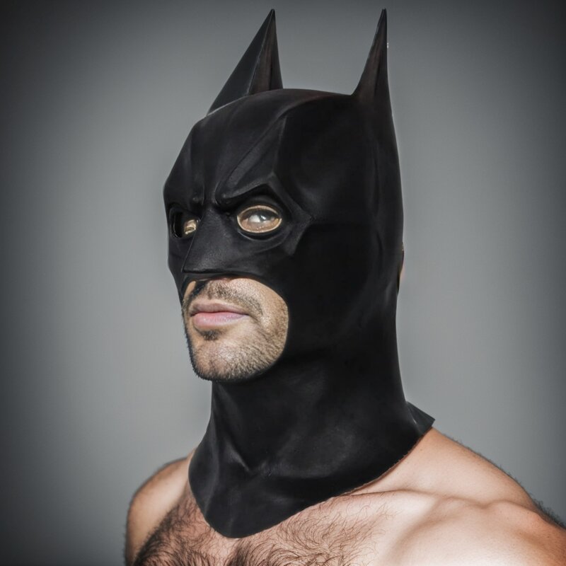 Mascarillas de látex de superhéroe Bruce Wayne para hombre, máscara de Batman de cabeza completa, accesorios de Cosplay, versión 1989