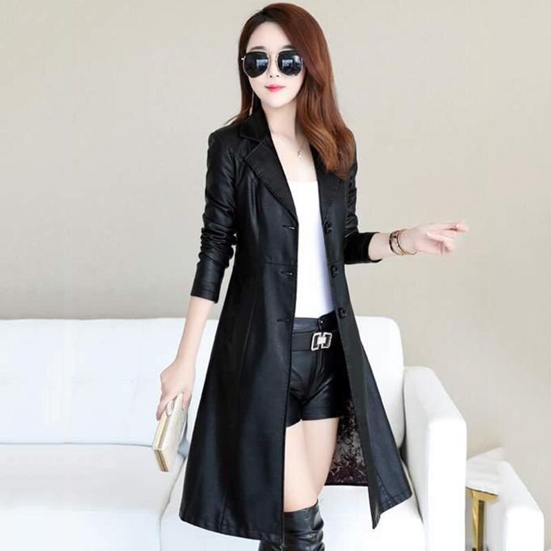 2022 autunno e inverno nuove donne Haining cappotto in pelle temperamento delle donne di media lunghezza stile coreano sottile vestito colletto Trench