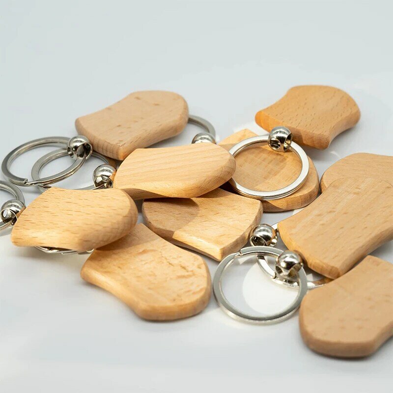 2Pcs Wooden Keychain Blank Key Chain Unfinished Wood Key Tag for DIY Crafts