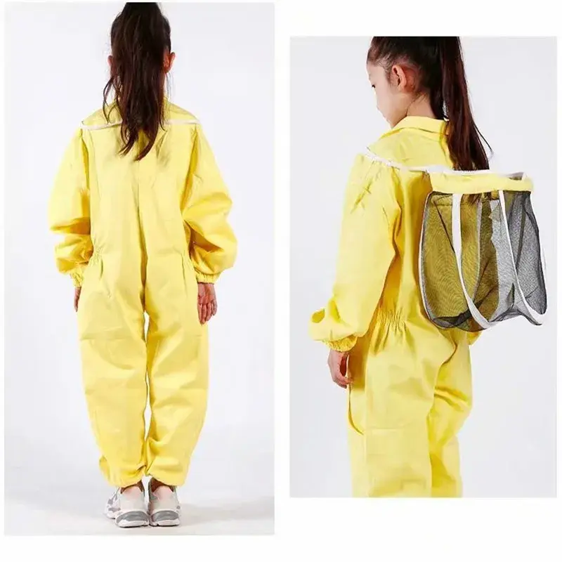 1PCS Yellow Cotton Jumpsuit Children's Bee-proof Suit Space Suit Anti-bee Cap Beekeeping Tools